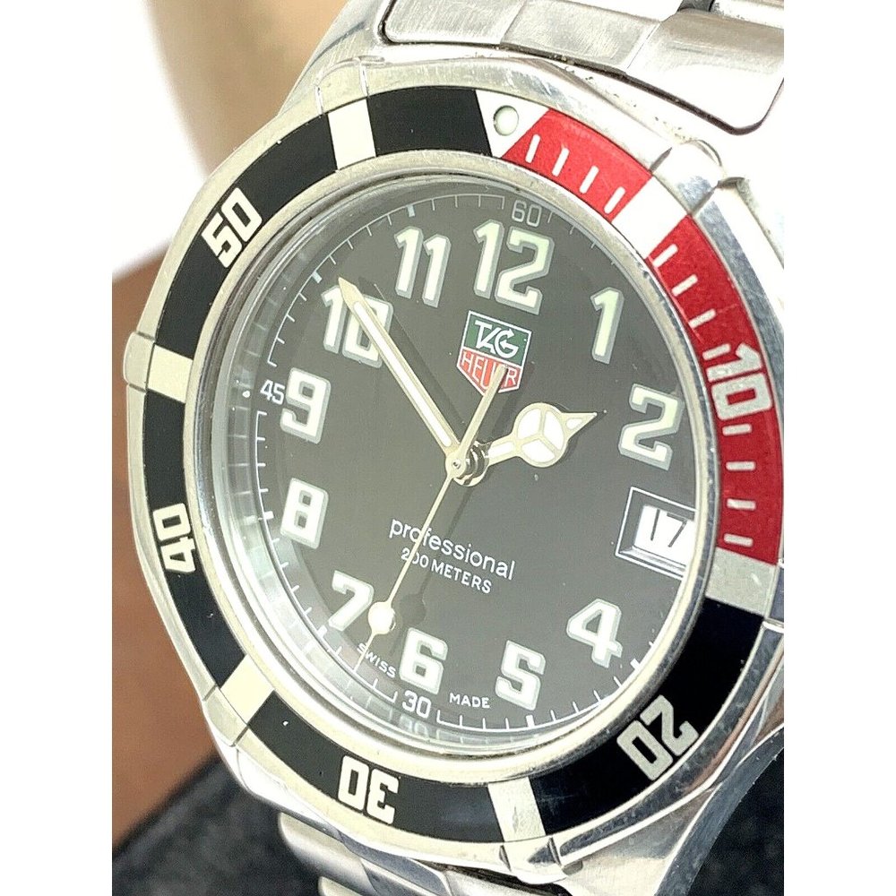 Tag Heuer Men's Watch WM1111 Professional Swiss Quartz Black Dial 37mm Coke